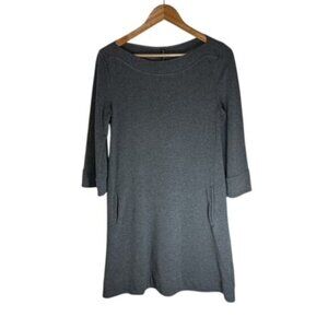 Old Navy Women's Knit Swing Gray Long Sleeves Minimalist Pockets Dress, Size M
